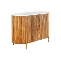 Comoda din Marmura Alb si Metal/Lemn de mango Auriu/Maro L102xH76cm TRES CHIC - Preț special