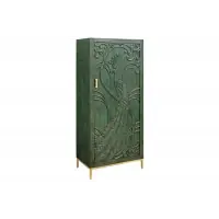 Până la epuizarea stocului - Dulap din Lemn de mango Verde si Metal Auriu L72xH166cm PEACOCK