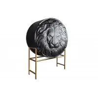 Produs popular - Dulap din Lemn de mango Negru si Metal Auriu L100xH140cm LION