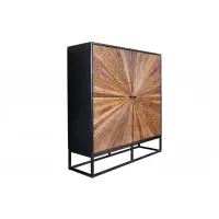 Dulap din Lemn de mango/Lemn de tec Negru/Maro si Metal Negru L100xH120cm BARRACUDA | Reducere exclusivă