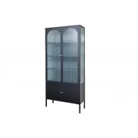 Disponibil | Dulap din Metal Negru si Metal/Sticla Negru/Transparent L80xH180cm PARIS