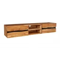 Comoda TV suspendata din Lemn de salcam Maro L160xH30cm AMAZONAS | Preț bun