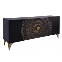 Comoda din Lemn de mango Negru si Metal Auriu L177xH77cm GOLDEN SUNSET - Comandă acum