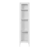 Dulap ingust cu 1 usa din Sticla si Metal Alb L40xH180cm Brisbane Slim - Doar azi
