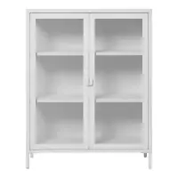 Dulap cu 2 usi din Sticla transparenta si Metal Alb L80xH101cm Brisbane - Promoție