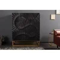 Direct din fabrică - Dulap din Lemn masiv de mango si Metal Negru/Auriu Scorpion L100xH120cm