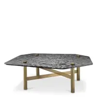 Masuta de cafea Asimetrica din Otel inoxidabil Alama si Sticla securizata Fumuriu L120xl120.5cm Cortes Eichholtz - Reducere exclusivă