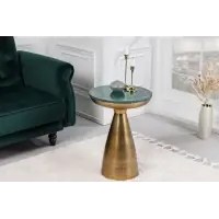 Comandă online - Masuta laterala Rotunda din Marmura Verde si Metal Auriu D30xH57cm Elements