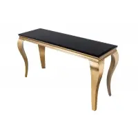 Produs de top - Consola din Sticla securizata Negru si Otel inoxidabil Auriu L145xH75cm MODERN BAROCK