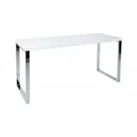 Stoc limitat | Birou din MDF Alb si Metal Argintiu L160xH75cm WHITE DESK
