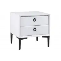 Noptiera din Catifea Alb si MDF/Metal Negru L45xH45cm COSMOPOLITE - Preț de ofertă
