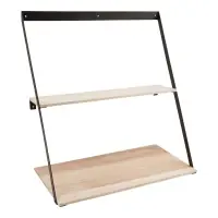 Raft de perete din Lemn de pin Maro si Metal Negru L50xH52cm Bern - Cumpără azi