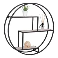 Preț de fabrică - Raft de perete din Lemn Maro si Metal Negru L62xH62cm Rotterdam