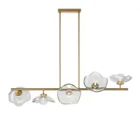 Cumpără online | Lustra din Metal Alama si Sticla Transparent H84.4xL110cm Miracle