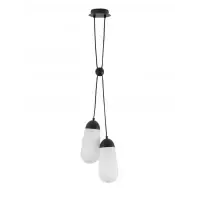 Expediere rapidă - Lustra structura din Metal Negru si abajur din Sticla Alb H150xL25.2cm IP20 BLAKY