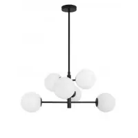 Lustra structura din Metal Negru si abajur din Sticla Alb H120xL70cm IP20 IMPERO | Premium