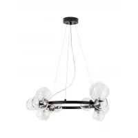Acum disponibil - Lustra structura din Metal Negru si abajur din Sticla Transparent H120xL65cm IP20 ODILLIA