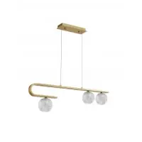 Se vinde rapid | Lustra structura din Metal Auriu si abajur din Sticla Transparent H180xL80cm IP20 MIRANO