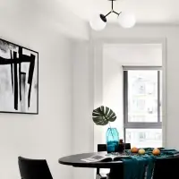 Comandă simplu - Lustra din Metal Negru si Sticla Alb H28xL44cm 2 becuri E27 40W Damar