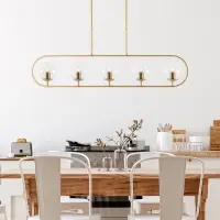 Lustra din Metal Auriu si Sticla Transparent H91xL122cm 5 becuri E14 15W Jewel - Lansare recentă