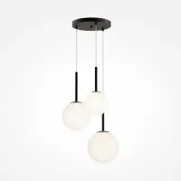 Preț avantajos | Lustra din Metal si Sticla Negru mat/Alb cu 3 becuri E14 40W D40xH180cm Basic form