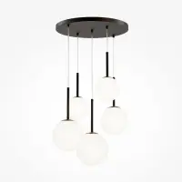 Noutate în ofertă | Lustra din Metal si Sticla Negru mat/Alb cu 5 becuri E14 40W D45xH180cm Basic form