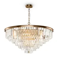 Lustra rotunda cu inaltime reglabila din Cristal Transparent cu 16 becuri D80xH127cm Revero - Produs apreciat