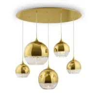 Lustra ovala cu inaltime reglabila din Sticla Transparent cu 5 becuri L91x62xH95cm Fermi - Pentru o perioadă limitată