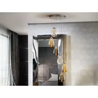Lustra rotunda cu inaltime reglabila din Sticla Transparent cu LED D40xH190cm Taccia - Profită acum