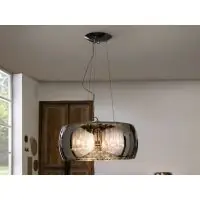 Lustra rotunda cu inaltime reglabila din Sticla Negru cu 6 becuri D50xH140cm Argos | Ofertă pentru o perioadă limitată
