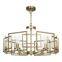 În stoc | Lustra rotunda cu inaltime reglabila din Sticla Transparent cu 6 becuri D66xH139cm Bowi