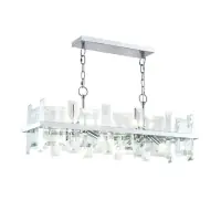 Lustra dreptunghiulara cu inaltime reglabila din Sticla Transparent cu 8 becuri L86x27xH154cm Cerezo | În tendințe