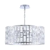 Lustra rotunda cu inaltime reglabila din Cristal Transparent cu 4 becuri D50xH132cm Gelid | Calitate excelentă