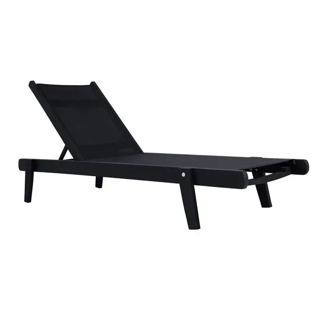 Sezlong din lemn de fag, negru, 202,5x66,5x30,5 cm - Comandă azi