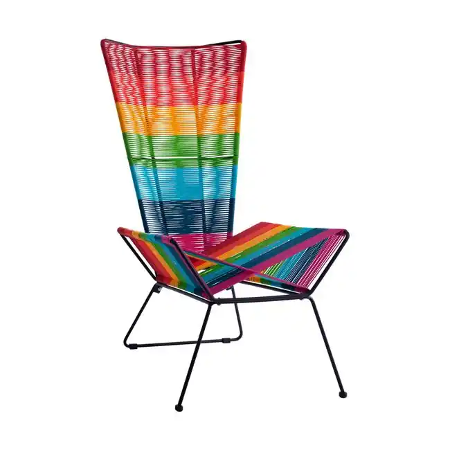 Fotoliu metalic cu rachita multicolor, 63,5x85x111 cm - Noutate în catalog
