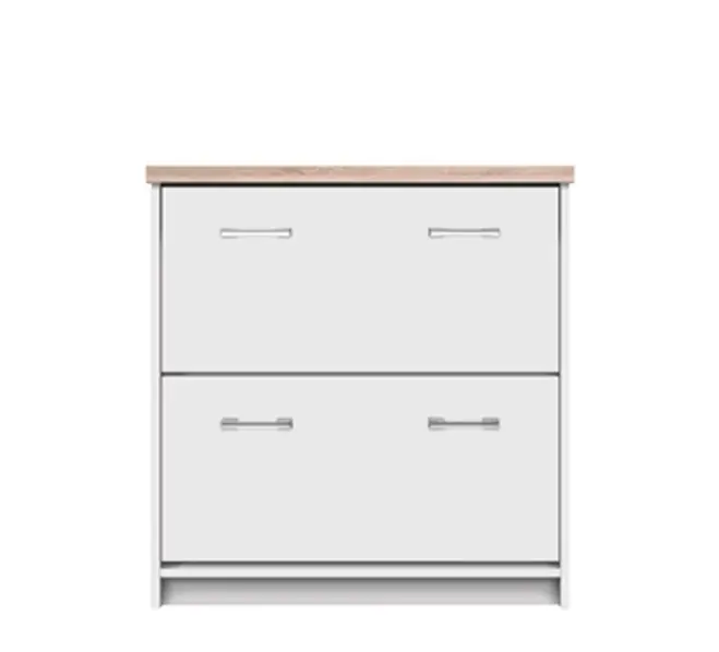 Pantofar alb / sonoma cu 2 sertare, 80x27x85cm | Reducere extra