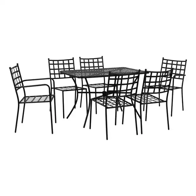 Set metalic pentru terasa din 7 piese, negru | Recomandare