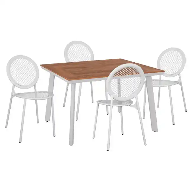 Set din 5 piese cu masa din aluminiu si Polywood si scaune Veranda, alb - Reducere mare