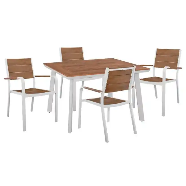 Disponibil - Set 5 piese din aluminiu si polywood, alb
