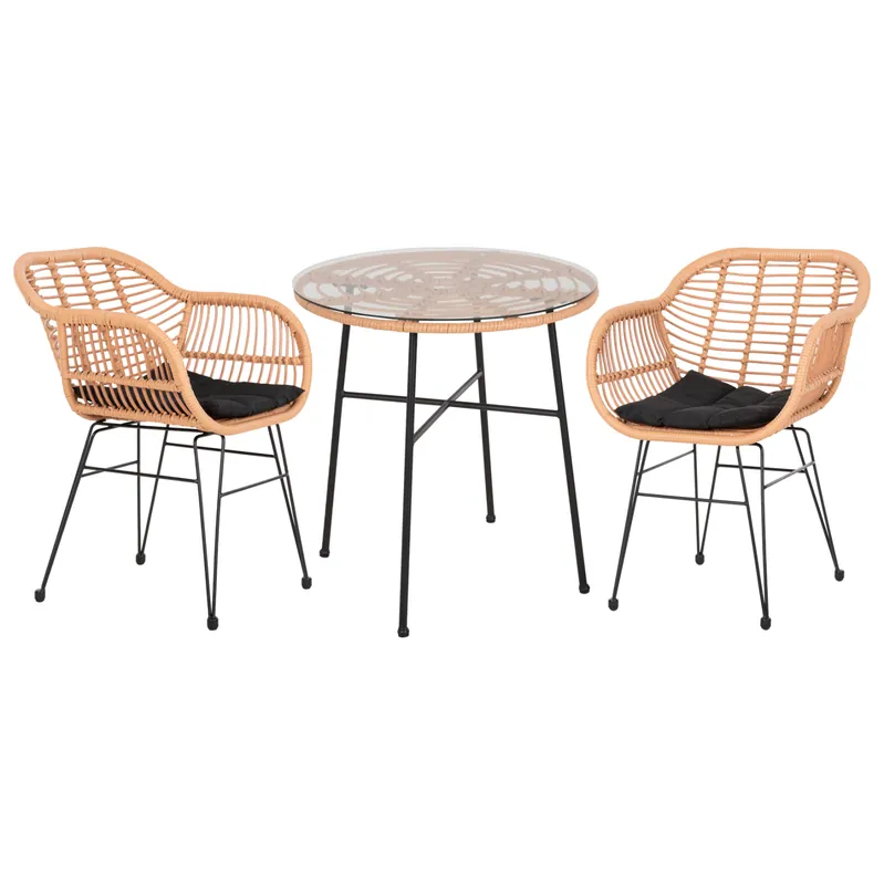 Set 3 piese Allegra cu fotolii tip cuib, nuanta bej/negru | Ofertă exclusivă