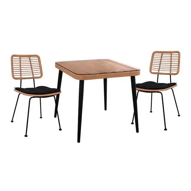 Set exterior cu 3 piese Allegra, Bej & Negru - Livrare rapidă