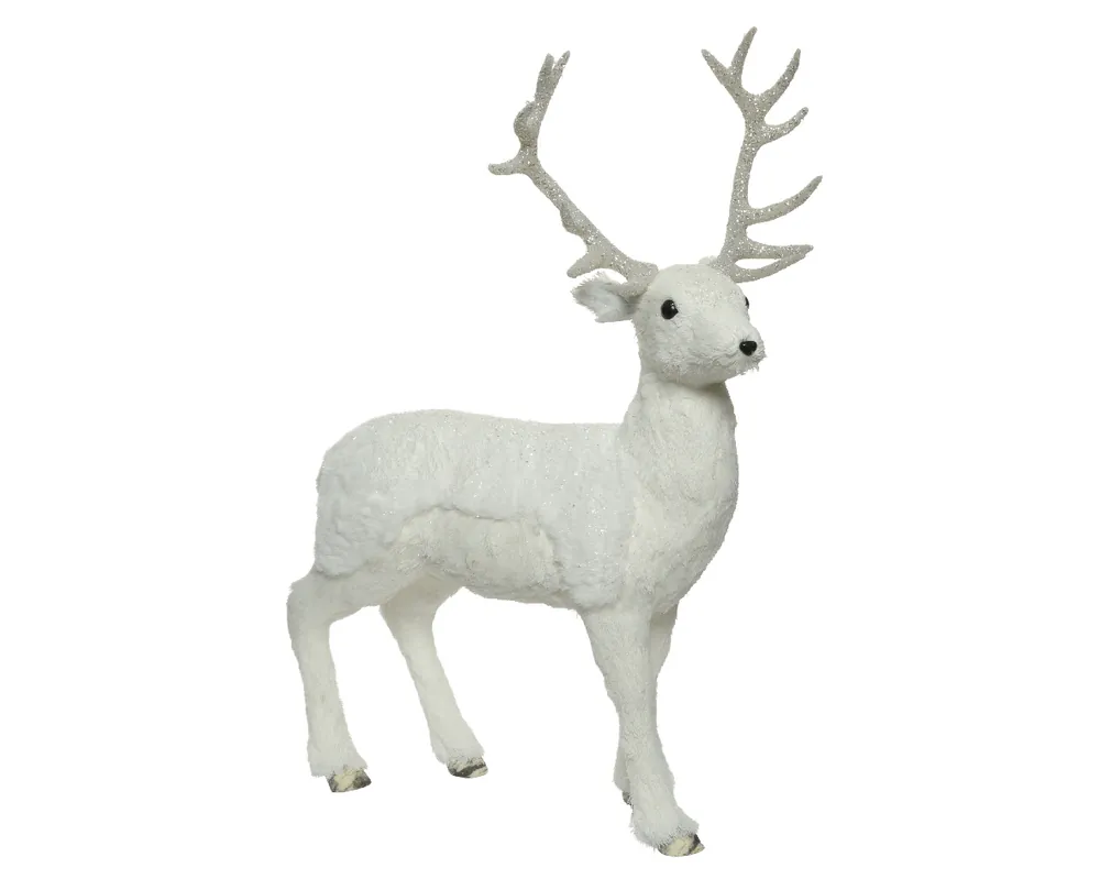 Reducere specială | Figurina cerb, alb, sclipici, 18x42x63 cm