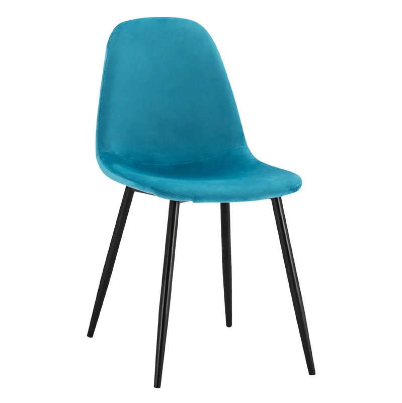 Scaun Leonardo, catifea turcoaz, picioare metalice - Produs apreciat