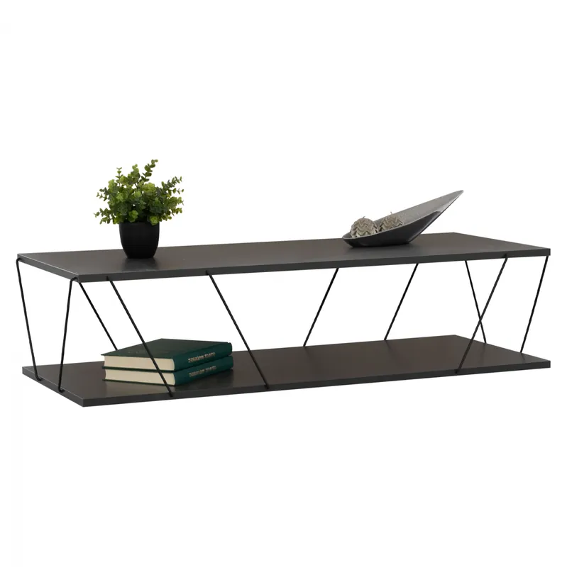 Masa living Trenton, nuanta negru carbune, 120x50x30 cm | Reducere exclusivă
