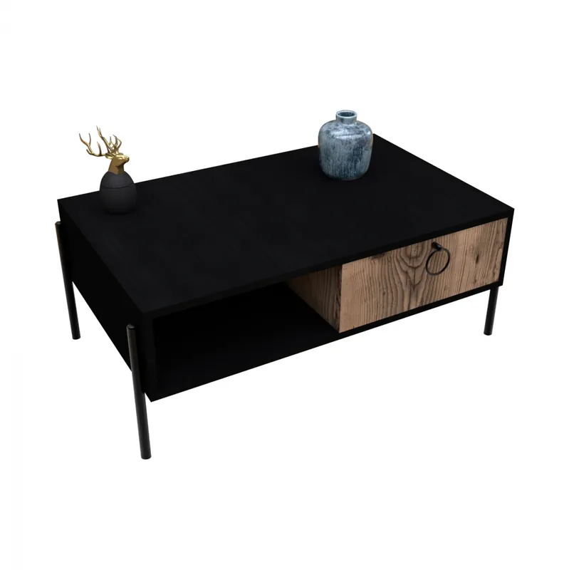 Grăbește-te - Masuta de cafea cu sertar, negru, 90x56x37,6 cm