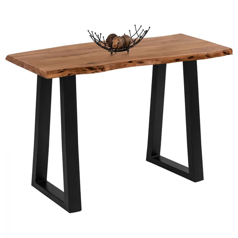 Cumpără online - Masa dining Montana, lemn solid de acacia, picioare metalice negre, 120x50x95 cm