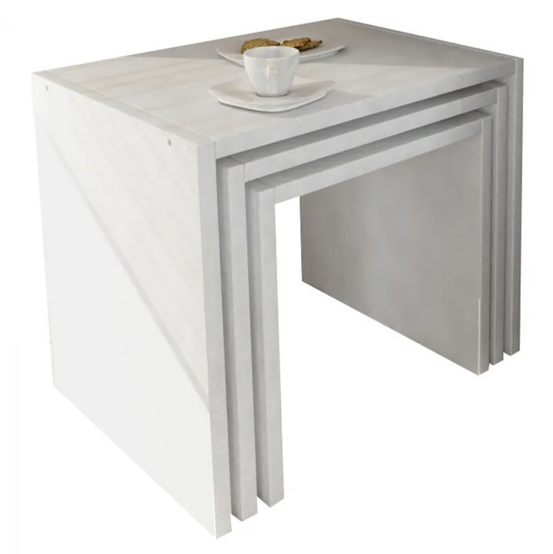 Au mai rămas puține bucăți | Set 3 masute de cafea, nuanta alb, 44.5x35x38.5 cm