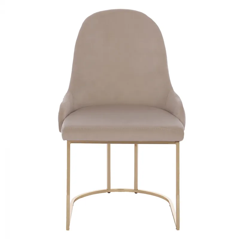 Scaun Liliana, catifea, nuanta crem/auriu, 55x64x90 cm | În stoc