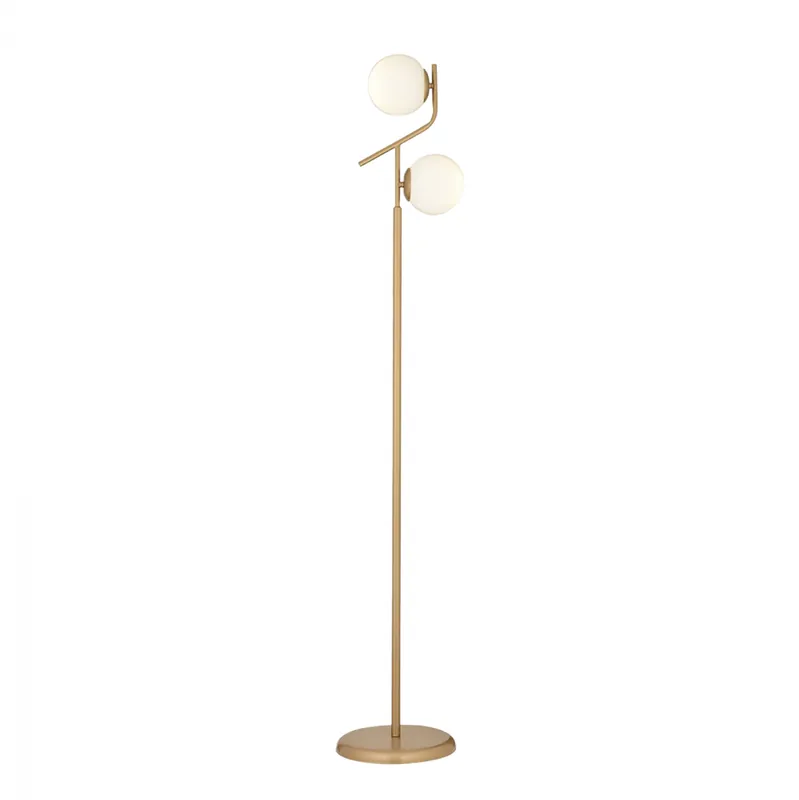 Lampa de podea cu 2 lumini, E27, nuanta auriu/alb, 30x15x173 cm | Cumpără direct de la producător
