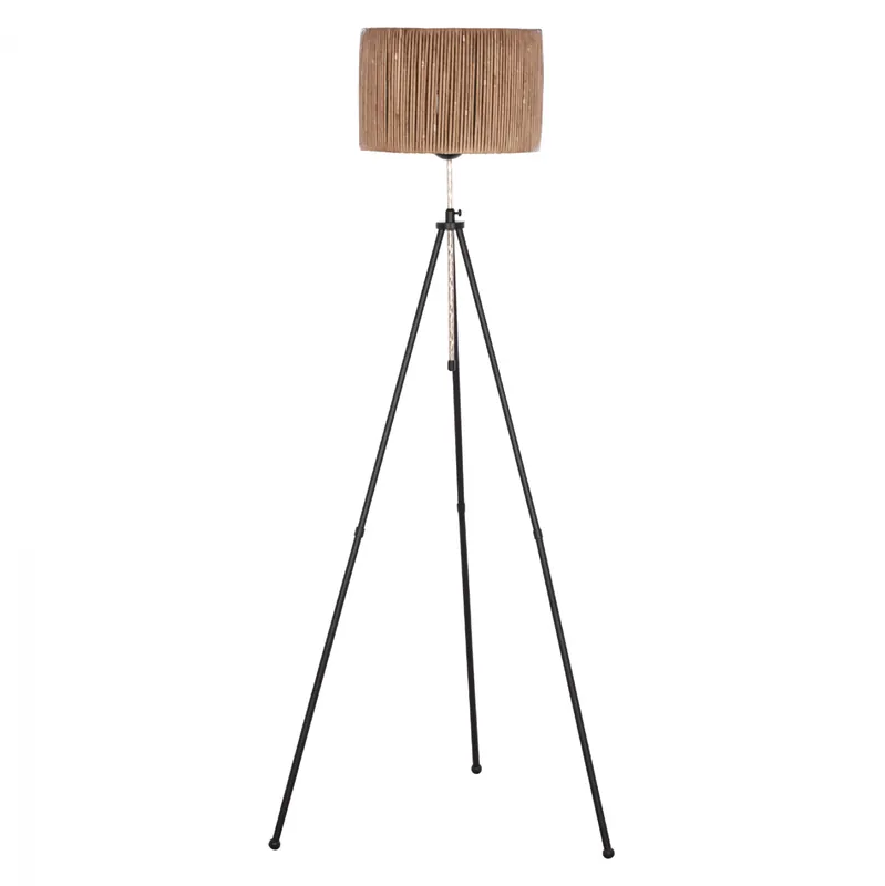 Lampa de podea din bambus, E27, nuanta negru/natur, 30x165 cm - Nu rata